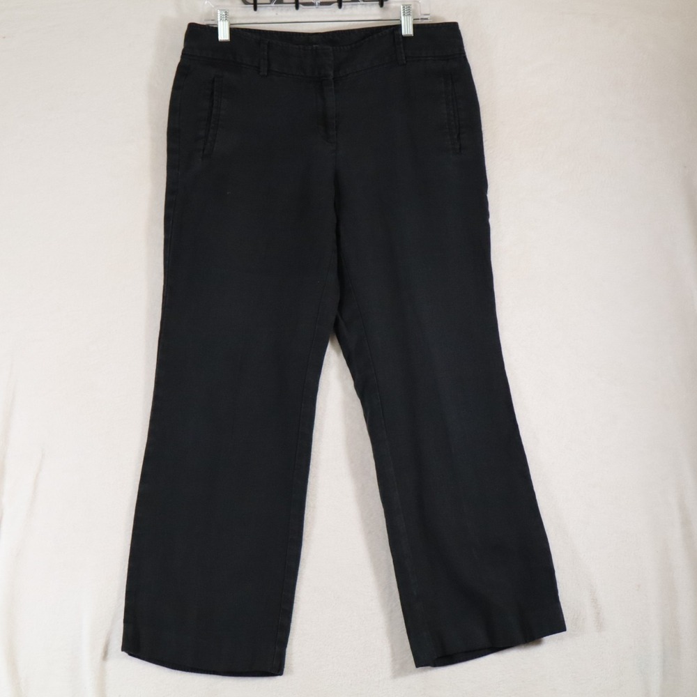 Ann Taylor LOFT Petites Women's 10P Black Marisa Trouser Pants Linen Blend